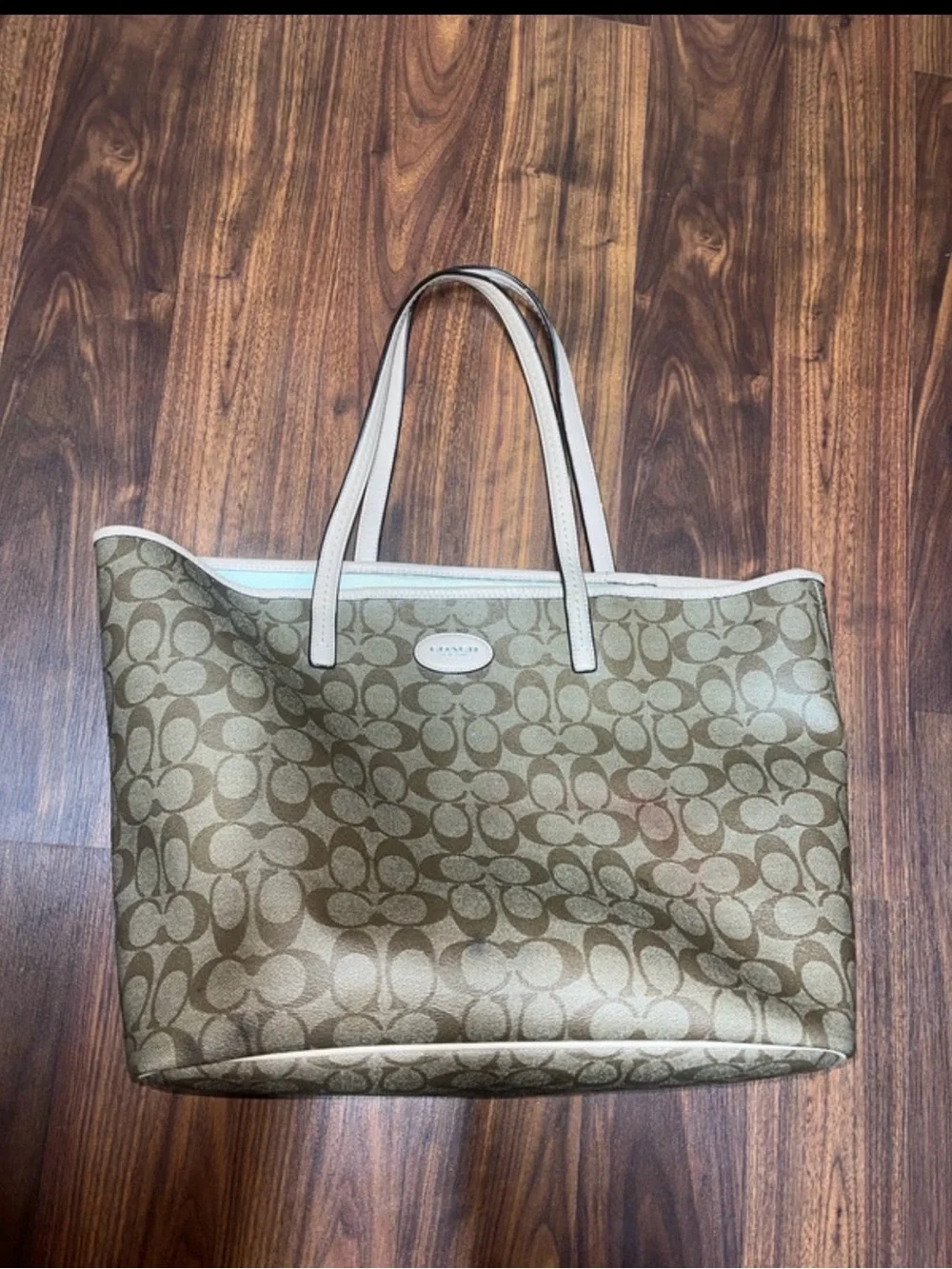 Coach Beige and Tan Monogram Tote